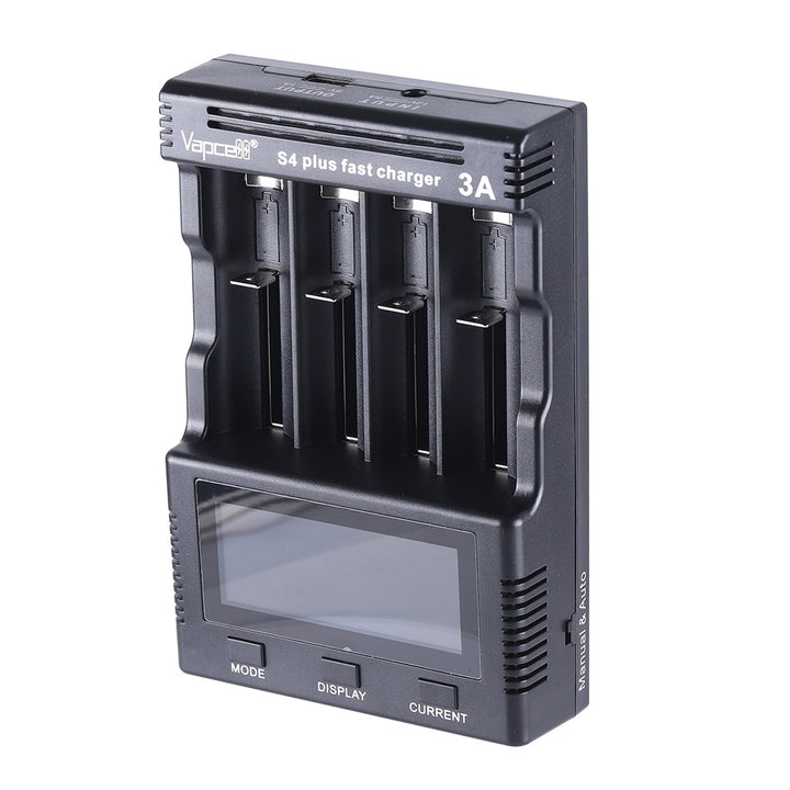 Vapcell S4 Plus V3.0 — 4‑Bay 3A Intelligent Fast Charger (Up to 12A Total)