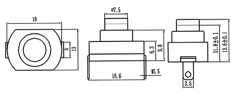 10A forward switch   20mm PCB   gold-plated copper spring