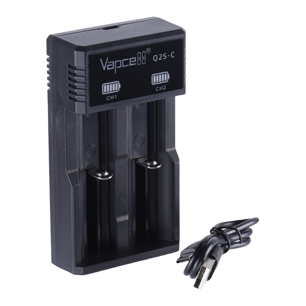 Vapcell Q2S-C Smart 2‑Slot Type‑C Li‑ion Battery Charger