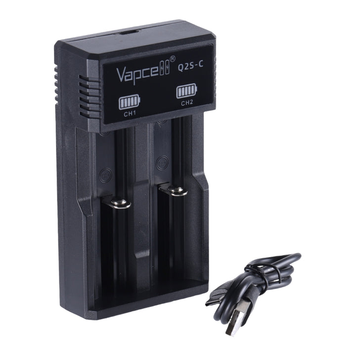 Vapcell Q2S-C Smart 2‑Slot Type‑C Li‑ion Battery Charger